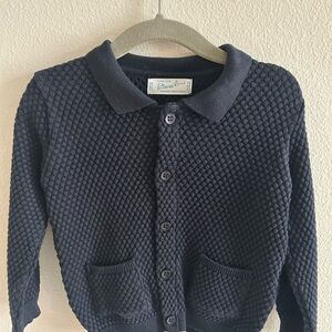 12mo Feltman Brothers Navy Textured Knit Button-Front Cardigan